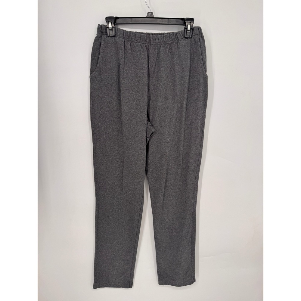 L.L.Bean Knit Pants Women Size M Gray EUC Cotton Lycra Stretch Elastic Waist